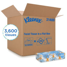 Kleenex® Facial Tissue Flat Box, 2-Ply, White, 100 Sheets/Box