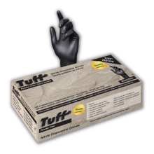 Nitrile Gloves, Black, Large, 4mil 100/bx
