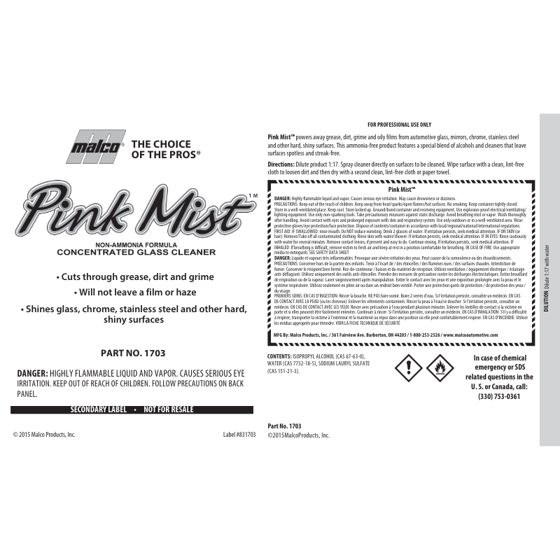 Label; Pink Mist GHS