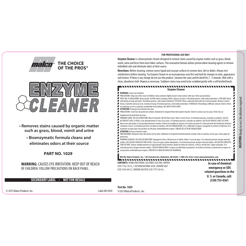 Label; Enzyme Cleaner