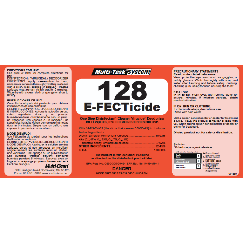 Multi-Clean E-FECTicide Secondary Safety Label
