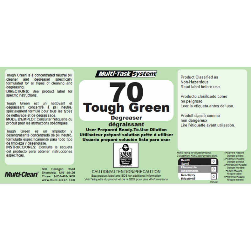 Multi-Clean Tough Green Secondary Safety Label