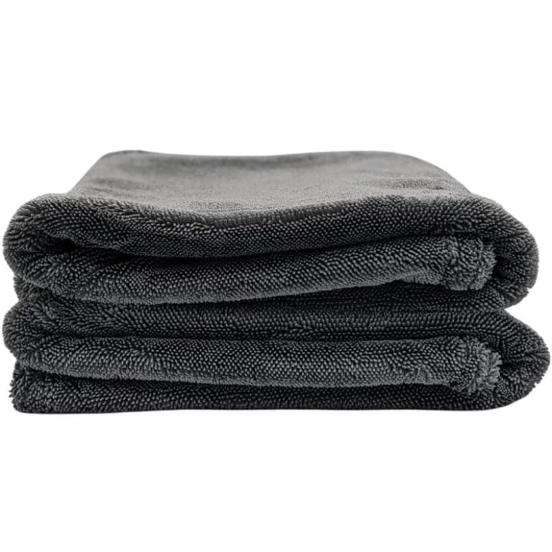 Double Sided Twisted Loop Drying Microfiber Towel, Grey, 1400 GSM