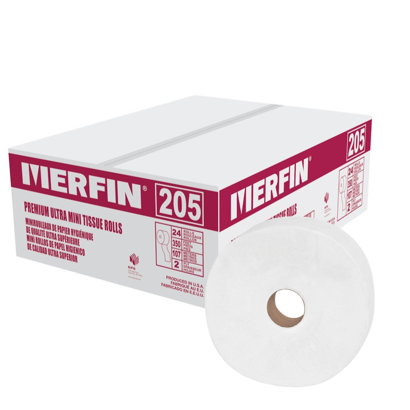 Merfin 205, 2 Ply White Jumbo Bath Tissue