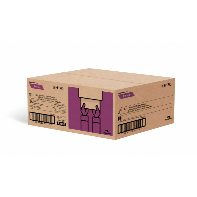 Multifold Paper Towel – 1-Ply White, 9" x 9.5", 250/Pack, 16 Packs/Case