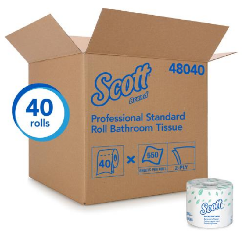 Kimberly-Clark 48040 2-Ply Standard Toilet Tissue – 550 Sheets/Roll, 40 Rolls/Case